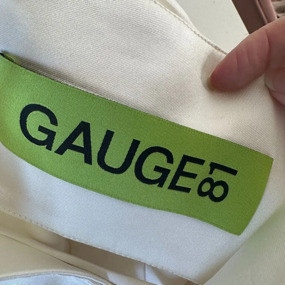 Gauge81 Marta White Satin Cut Out Square Neck Sleeveless Open Side Tie Back  SM - Picture 9 of 13